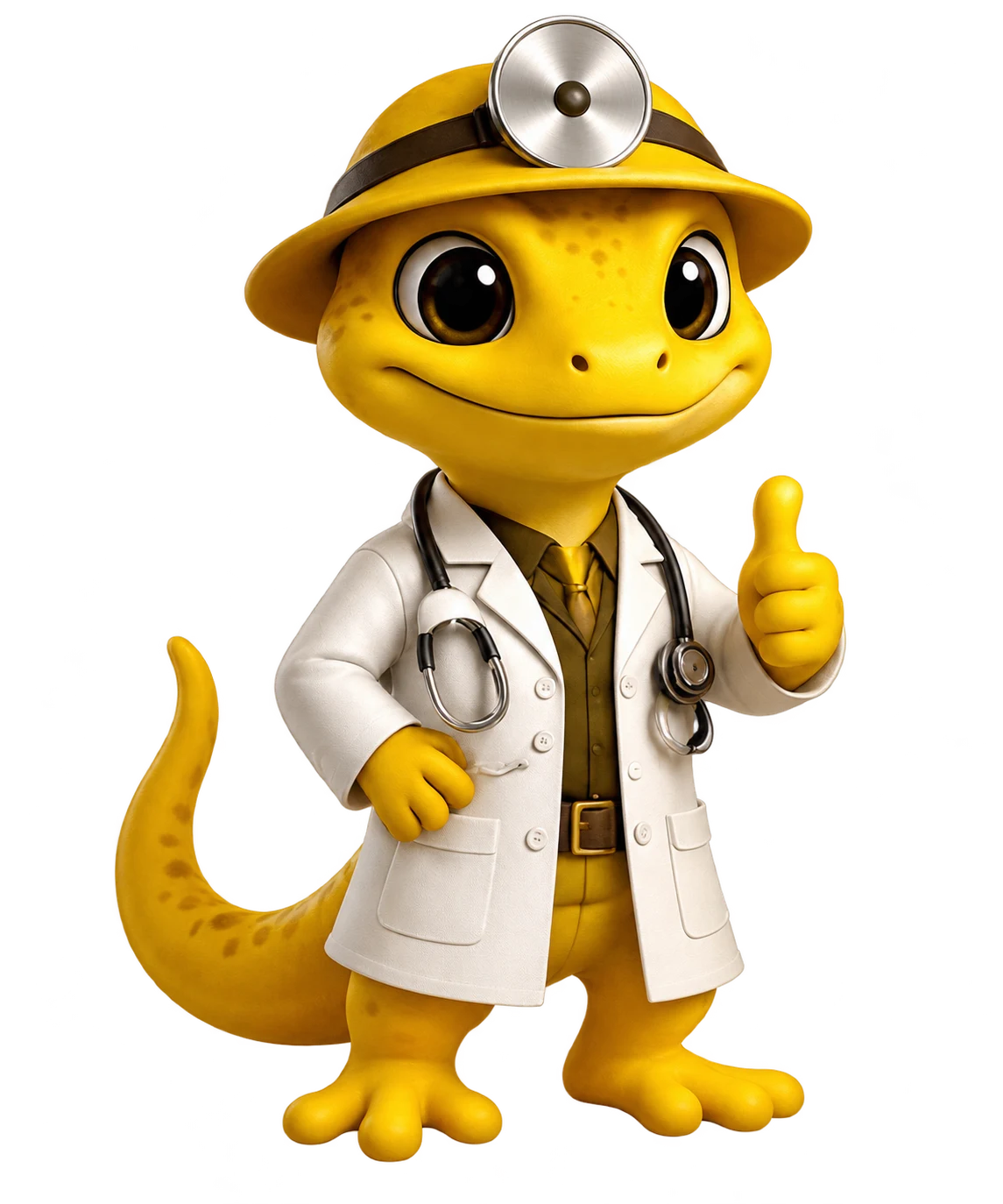 Doctor Lead’s yellow gecko mascot